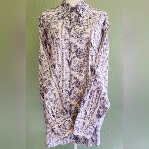 ROPER WOMENS LONG SLEEVE PEARL SNAP BLUE & WHITE WESTERN SHIRT 1X